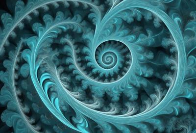 The primary subject of the image is a spiral pattern, which is the main object, scene, or focus of the image. The setting or background features a blue and white color scheme, giving the image a vibrant and lively atmosphere. The visual style of the image is a combination of photo and digital art, creating a unique and eye-catching design. The colors and mood of the image are predominantly blue and white, with a sense of movement and flow, as the spiral pattern is a common symbol of growth