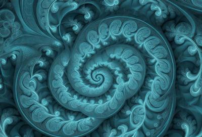 The primary subject of the image is a blue spiral pattern, which appears to be a digital art or illustration. The setting is a blue background, and the visual style suggests that it is a digital artwork or a pattern. The colors and mood of the image are predominantly blue, creating a calm and serene atmosphere.