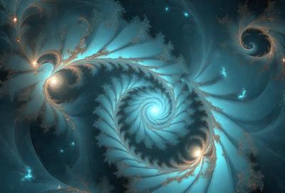 The primary subject of the image is a spiral pattern, which is the main object, scene, or focus of the image. The spiral pattern is set against a blue background, creating a visually striking contrast. The image is a digital art piece, showcasing the artist's creativity and skill in designing intricate patterns. The overall atmosphere of the image is serene and calming, with the blue hues evoking a sense of tranquility and depth.