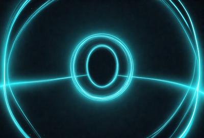 The primary subject of the image is a blue circle with a hole in the center. The circle is surrounded by a blue background, giving the impression of a futuristic or technological setting. The visual style of the image is digital art, as it appears to be a computer-generated or digitally manipulated image. The dominant colors in the image are blue and green, creating a calm and serene atmosphere.