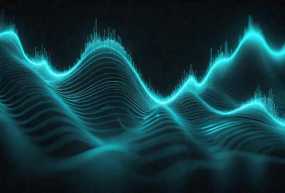 The primary subject of the image is a series of blue waves or lines, which are the main objects in the scene. The setting is a dark background, which contrasts with the blue waves. The visual style is a digital art or illustration, as the blue waves are depicted in a pattern or texture. The colors and mood of the image are predominantly blue, creating a calm and serene atmosphere.