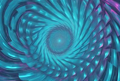The primary subject of the image is a spiral pattern, which is a blue and purple swirl. The setting is a blue and purple background, creating a visually striking contrast. The visual style is a digital art or illustration, as the spiral pattern is intricately detailed and appears to be a part of a larger design. The colors and mood of the image are predominantly blue and purple, giving it a calming and serene atmosphere.
