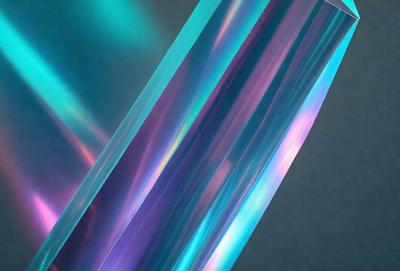 The primary subject of the image is a long, colorful, and shiny strip of plastic. The strip is made up of multiple colors, including blue, purple, and pink. The setting is a dark background, which contrasts with the vibrant colors of the plastic strip. The visual style of the image is a close-up of the plastic strip, showcasing its unique texture and appearance. The overall atmosphere of the image is lively and eye-catching, with the plastic strip standing out