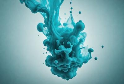 The primary subject of the image is a blue and white splash of paint, which appears to be a digital art or illustration. The setting is a white background, and the visual style gives the impression of a painting or drawing. The dominant colors are blue and white, creating a calm and soothing atmosphere.