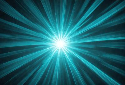 The primary subject of the image is a bright blue light, which appears to be a sun or a light source. The setting is a dark background, which contrasts with the bright blue light. The visual style of the image is a digital art or illustration, as it is a bright and colorful light source. The colors and mood of the image are predominantly blue, creating a sense of calmness and tranquility.