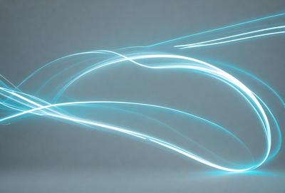 The primary subject of the image is a car, which is the main object, scene, or focus of the image. The car is depicted as a blue light, giving it a futuristic and sleek appearance. The setting or background of the image is a white wall, which provides a clean and minimalistic backdrop for the car's light. The visual style of the image is digital art, as it is a digital representation of the car. The colors and mood of the image are predominantly blue, giving it a