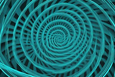 The primary subject of the image is a spiral pattern, which is the main object, scene, or focus of the image. The spiral pattern is set against a blue background, creating a visually striking and vibrant scene. The spiral pattern is depicted in a digital art style, giving it a modern and dynamic appearance. The overall atmosphere of the image is energetic and captivating, with the blue color palette adding a sense of calmness and tranquility.