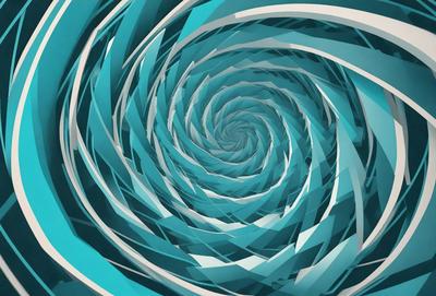 The primary subject of the image is a spiral pattern, which is a blue and white design. The setting is a blue and white spiral, and the visual style is digital art. The dominant colors are blue and white, creating a calm and soothing atmosphere.