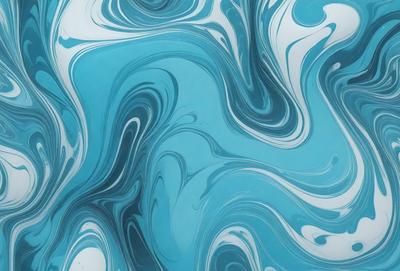 The primary subject of the image is a blue and white swirling pattern, which appears to be a digital art or illustration. The setting is a blue background, and the visual style is a combination of digital art and illustration. The dominant colors are blue and white, creating a calm and soothing atmosphere.