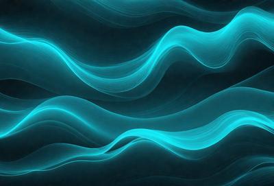 The primary subject of the image is a blue wave, which is the main object, scene, or focus of the image. The setting or background is a dark blue ocean, and the visual style is a digital art or illustration. The dominant colors and overall atmosphere are blue and dark, creating a sense of depth and tranquility.