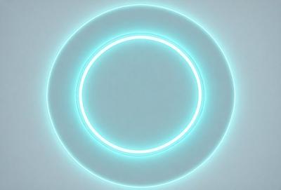 The primary subject of the image is a large, illuminated circle. The circle is blue and appears to be glowing, creating a visually striking and unique design. The setting is a white background, which contrasts with the blue circle, making it stand out even more. The visual style of the image is a combination of digital art and illustration, as it is a well-crafted and detailed design. The colors and mood of the image are predominantly blue, which gives it a calm and serene atmosphere.