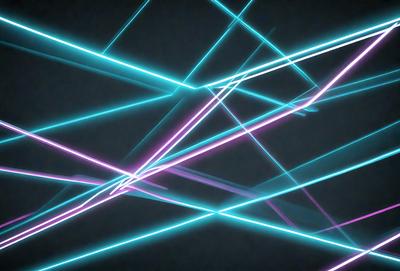 The primary subject of the image is a pattern of brightly colored, light-filled lines. The setting is a dark background, which contrasts with the vibrant colors of the lines. The visual style appears to be a digital art or illustration, as the lines are arranged in a geometric pattern. The colors and mood of the image are energetic and lively, with the bright lines creating a sense of movement and dynamism.