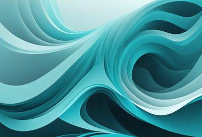 The primary subject of the image is a large, blue wave with a white and blue color scheme. The wave is depicted in a digital art style, giving it a modern and dynamic appearance. The setting is a vast ocean, with the wave being the main focus of the scene. The overall atmosphere is one of power and beauty, as the wave represents the force of nature.