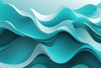 The primary subject of the image is a large, blue, flowing wave. The setting is a blue background, which creates a striking contrast with the wave. The visual style is a combination of digital art and illustration, giving the image a unique and artistic appearance. The dominant colors are blue and white, creating a calming and serene atmosphere.
