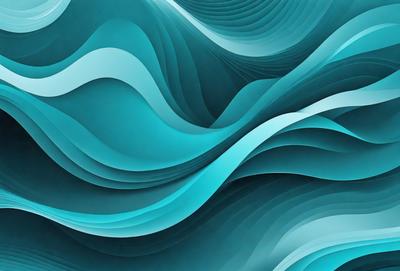 The primary subject of the image is a blue and white ocean wave. The setting is a blue ocean, and the visual style is a digital art or illustration. The dominant colors are blue and white, creating a calm and serene atmosphere.