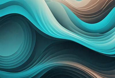 The primary subject of the image is a blue and white ocean wave. The setting is a blue ocean, and the visual style is a digital art or illustration. The dominant colors are blue and white, creating a calm and serene atmosphere.