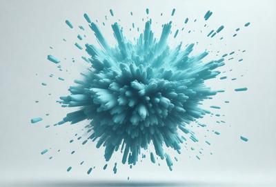 The primary subject of the image is a blue, swirling, and colorful blob that appears to be a digital art or illustration. The blob is the main focus of the image, and it is set against a white background. The visual style of the image suggests that it is a digital art or illustration, rather than a photo or a traditional drawing. The colors and mood of the image are vibrant and energetic, with the blue blob being the dominant color and creating a lively atmosphere.