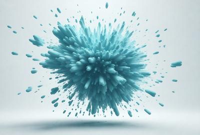 The primary subject of the image is a blue, swirling, and splashing blob, which appears to be a digital art or illustration. The setting is a white background, which provides a clean and minimalist appearance. The visual style is modern and creative, with the blue blob being the focal point of the image. The colors and mood of the image are energetic and dynamic, with the blue blob creating a sense of movement and excitement.