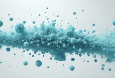 The primary subject of the image is a blue, swirling, and cloudy pattern. The setting is a white background, which provides a clean and minimalist appearance. The visual style is a combination of digital art and illustration, creating a unique and artistic representation. The dominant colors are blue and white, giving the image a calming and serene atmosphere.