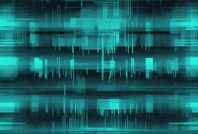 The primary subject of the image is a blue and green pattern, which appears to be a digital art or illustration. The setting is a dark background, and the visual style is a combination of digital art and illustration. The dominant colors in the image are blue and green, creating a calm and soothing atmosphere.