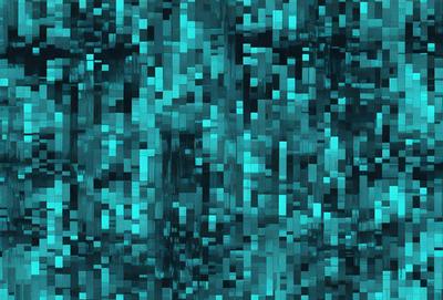 The primary subject of the image is a blue and green patterned background. The setting is a digital art or illustration, with a blue and green color scheme. The visual style is a mix of digital art and illustration, creating a unique and vibrant atmosphere.