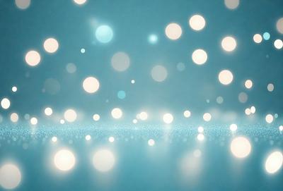 The primary subject of the image is a blue background with a pattern of white dots. The setting appears to be a dark room, and the visual style is a digital art or illustration. The dominant colors are blue and white, creating a calm and serene atmosphere.