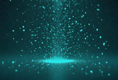 The primary subject of the image is a blue and white light show, which appears to be a digital art or illustration. The setting is a dark background, and the visual style is a combination of digital art and a pattern. The colors and mood of the image are predominantly blue and white, creating a sense of depth and a futuristic atmosphere.