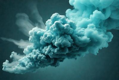 The primary subject of the image is a cloud, which is the main object, scene, or focus of the image. The cloud is floating in a blue sky, creating a serene and peaceful atmosphere. The setting is a vast, open sky, with no visible landmarks or other objects in the background. The visual style of the image is a combination of photo and digital art, as it captures the beauty of the cloud in a realistic yet artistic manner. The dominant colors in the image are blue and white, with the blue