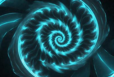 The primary subject of the image is a spiral pattern, which is the main object, scene, or focus of the image. The spiral pattern is set against a blue background, creating a visually striking contrast. The spiral pattern is depicted in a digital art style, giving it a modern and unique appearance. The overall atmosphere of the image is vibrant and captivating, with the blue hue adding a sense of depth and tranquility.