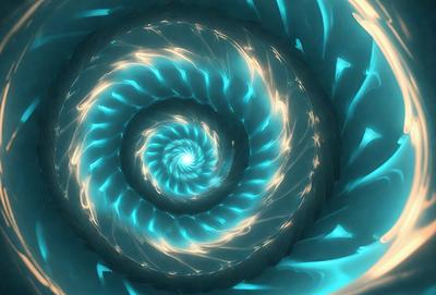 The primary subject of the image is a spiral pattern, which is the main object, scene, or focus of the image. The spiral pattern is set against a blue background, creating a visually striking contrast. The spiral pattern is depicted in a digital art style, giving it a modern and vibrant appearance. The overall atmosphere of the image is dynamic and engaging, with the spiral pattern serving as the central point of interest.