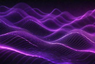 The primary subject of the image is a purple wave, which is the main focus of the scene. The wave is set against a dark background, creating a dramatic and moody atmosphere. The visual style of the image is a combination of digital art and illustration, with the purple wave being the central element. The colors and mood of the image are predominantly purple, which adds to the overall ambiance of the scene.