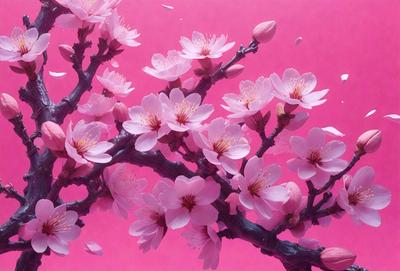 The primary subject of the image is a tree filled with pink flowers. The tree is located in a pink background, which adds to the overall mood of the scene. The visual style of the image is a photo, capturing the beauty of the tree and its flowers. The colors and mood of the image are predominantly pink, creating a warm and inviting atmosphere.
