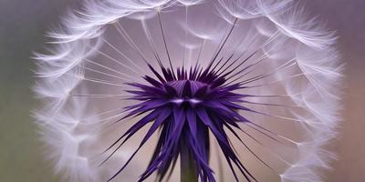 The primary subject of the image is a purple flower with a long stem. The setting is a purple background, which adds to the overall mood of the image. The visual style is a close-up of the flower, showcasing its details. The colors and mood of the image are predominantly purple, creating a serene and calming atmosphere.