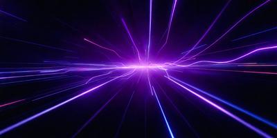 The primary subject of the image is a purple light streak or lightning bolt, which appears to be a digital art or illustration. The setting is a dark background, and the visual style gives the impression of a futuristic or space-themed scene. The colors and mood of the image are predominantly purple, creating a sense of mystery or otherworldliness.