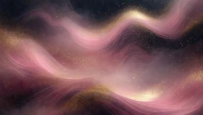 The primary subject of the image is a pink and gold swirl, which appears to be a digital art or illustration. The setting is a dark background, which contrasts with the vibrant colors of the swirl. The visual style suggests a creative and artistic approach to the image. The dominant colors are pink and gold, giving the swirl a warm and luminous appearance.