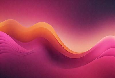 The primary subject of the image is a colorful, abstract wave pattern. The setting is a pink background, which adds a vibrant and lively atmosphere to the scene. The visual style is a combination of digital art and illustration, creating a unique and eye-catching design. The dominant colors are pink and orange, which evoke a sense of warmth and energy.