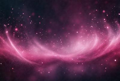The primary subject of the image is a pink, swirling, and sparkling background. The setting is a dark, pinkish-purple space, which creates a contrasting and visually striking backdrop. The visual style is a digital art or illustration, as the swirls and sparkles are created through digital means. The colors and mood of the image are predominantly pink and purple, giving it a warm and vibrant atmosphere.