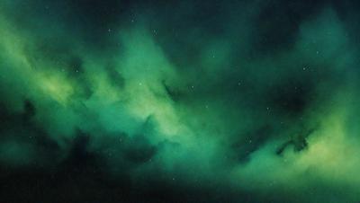 The primary subject of the image is a vibrant green sky filled with stars. The setting is a nighttime sky, and the visual style appears to be a photo of the sky. The colors and mood of the image are lively and serene, with the green hue of the sky and the twinkling stars creating a sense of wonder and tranquility.