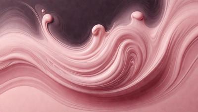 The primary subject of the image is a pink, swirling, and curling mass of pink and white frosting. The setting is a dark background, which contrasts with the vibrant colors of the frosting. The visual style is a close-up of the frosting, showcasing its texture and swirls. The colors and mood of the image are predominantly pink and white, creating a sense of warmth and creativity.