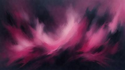 The primary subject of the image is a large, pink, swirling mass of color, which appears to be a painting or a digital art piece. The setting is a dark background, which contrasts with the vibrant pink hue of the swirling mass. The visual style is a combination of painting and digital art, creating a unique and captivating visual experience. The colors and mood of the image are predominantly pink, evoking a sense of warmth, energy, and creativity.