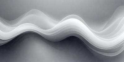The primary subject of the image is a large, curved, and wavy white sculpture. The sculpture is displayed against a gray background, which adds a sense of depth and contrast to the scene. The visual style of the image is a combination of digital art and illustration, as the sculpture appears to be a digital representation of a wave. The colors and mood of the image are predominantly gray and neutral, creating a calm and serene atmosphere.