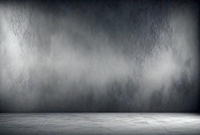 The primary subject of the image is a large, white wall with a gray background. The setting is a room with a concrete floor. The visual style is a photo, and the dominant colors are white and gray. The overall atmosphere is minimalistic and clean.