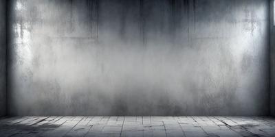The primary subject of the image is a white wall with a large, empty space. The setting is a room with a concrete floor. The visual style is a photo, and the colors and mood are predominantly white, giving the scene a clean and minimalist appearance.