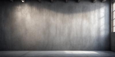 The primary subject of the image is a large, empty white wall. The setting is a room with a concrete floor. The visual style is a photo, and the colors and mood are predominantly white, giving the scene a clean and minimalist appearance.
