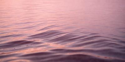 The primary subject of the image is a body of water, possibly a lake or a pond, with a pinkish hue. The water appears to be calm and serene, creating a peaceful atmosphere. The setting is outdoors, with the water as the main focus. The visual style of the image is a photo, capturing the beauty of the water at sunset. The colors and mood of the image are predominantly pink, which adds a sense of tranquility and warmth to the scene.