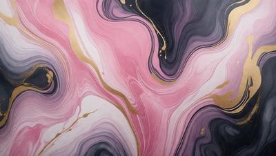 The primary subject of the image is a painting featuring a pink and purple color scheme. The painting is displayed on a wall, and it appears to be a digital art piece. The setting is indoors, and the visual style is artistic and creative. The dominant colors in the painting are pink and purple, creating a warm and inviting atmosphere.