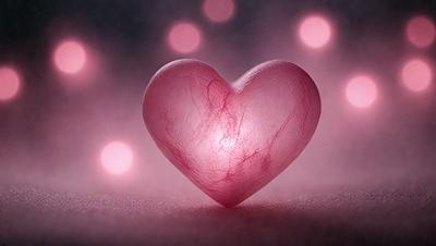 The primary subject of the image is a heart-shaped object, which is pink and appears to be made of clay. The heart is placed on a surface that has a pink background, giving the scene a warm and romantic atmosphere. The visual style of the image is a close-up, focusing on the heart and its details. The colors and mood of the image are predominantly pink, creating a sense of love and affection.