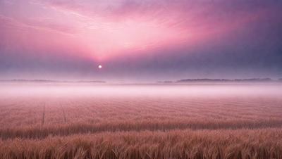 The primary subject of the image is a sunset, with the sun setting in the background. The setting is a field of tall, dry grass, which creates a sense of depth and contrast. The visual style of the image is a photo, capturing the natural beauty of the sunset and the field of grass. The colors and mood of the image are warm and serene, with the sunset casting a warm glow over the field and the grass appearing dry and somewhat desolate.
