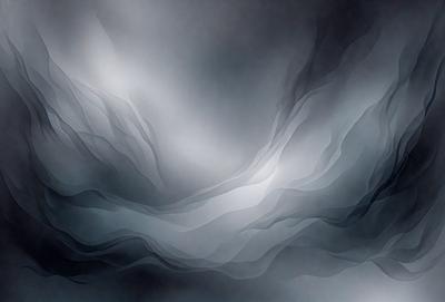 The primary subject of the image is a large, dark, and cloudy sky. The setting is a vast, open space with no visible landmarks or objects. The visual style is a combination of a photo and digital art, creating a dramatic and moody atmosphere. The colors are predominantly dark shades, with some lighter tones in the clouds.