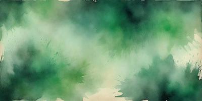 The primary subject of the image is a green, water-like background with a few splashes of color. The setting is a painting or drawing, with a watercolor or ink style. The visual style is artistic, and the colors and mood are serene and calming.